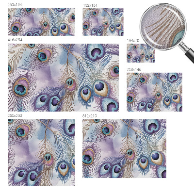 Carta da parati effetto profondità Piume di pavone