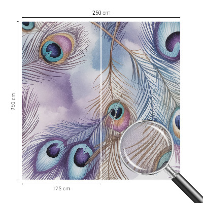 Carta da parati effetto profondità Piume di pavone