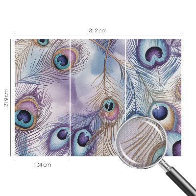 Carta da parati effetto profondità Piume di pavone