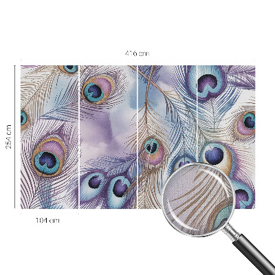 Carta da parati effetto profondità Piume di pavone