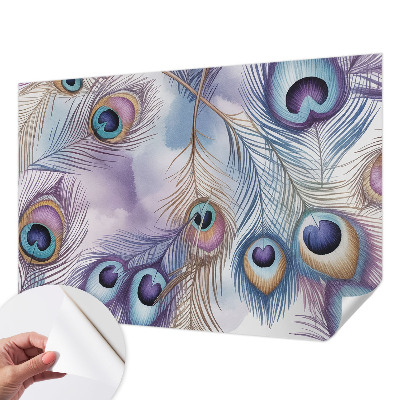 Carta da parati effetto profondità Piume di pavone