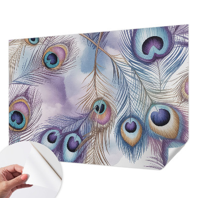 Carta da parati effetto profondità Piume di pavone