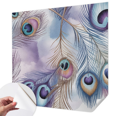 Carta da parati effetto profondità Piume di pavone