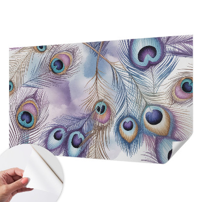 Carta da parati effetto profondità Piume di pavone