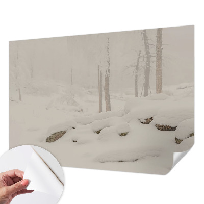 Carta da parati 3D Foresta innevata
