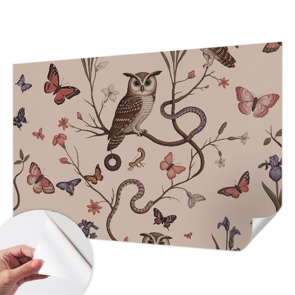 Carta da parati cameretta Natura del gufo