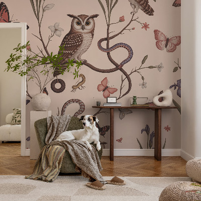 Carta da parati cameretta Natura del gufo