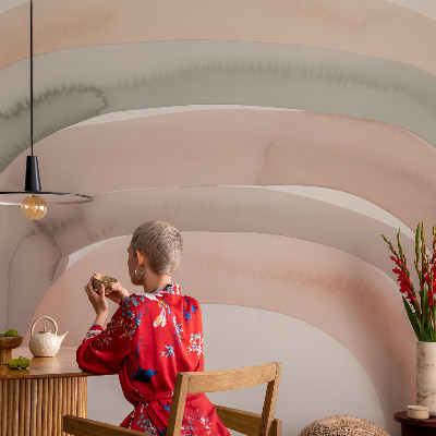 Carta da parati effetto profondità archi arcobaleno