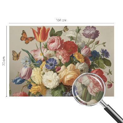 Fotomurale 3D Fiori e farfalle
