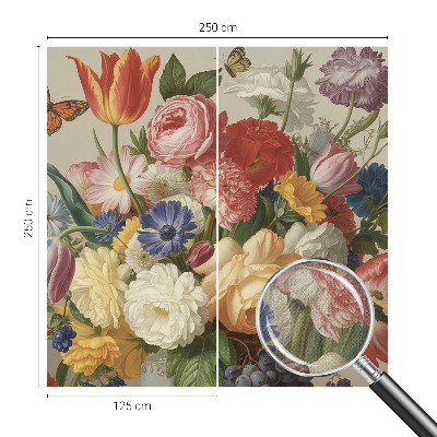 Fotomurale 3D Fiori e farfalle