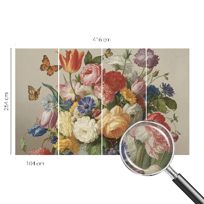 Fotomurale 3D Fiori e farfalle