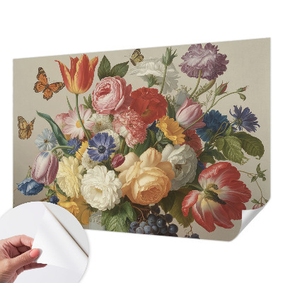 Fotomurale 3D Fiori e farfalle