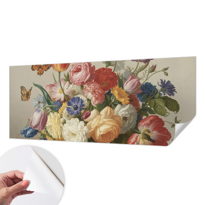 Fotomurale 3D Fiori e farfalle