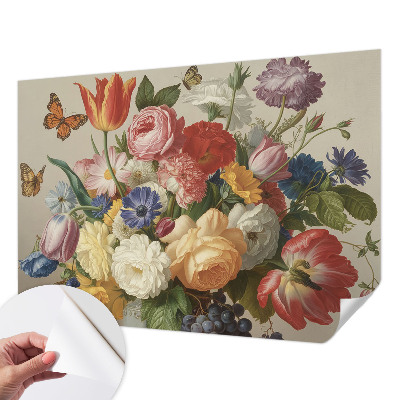Fotomurale 3D Fiori e farfalle