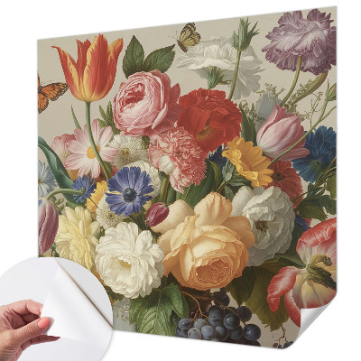 Fotomurale 3D Fiori e farfalle
