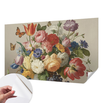 Fotomurale 3D Fiori e farfalle