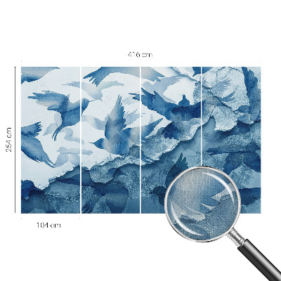 Carta da parati panoramica effetto 3D Uccelli dinamici