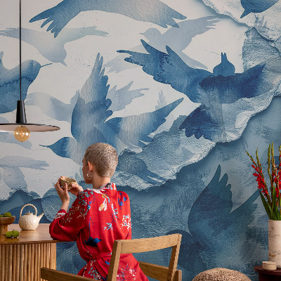 Carta da parati panoramica effetto 3D Uccelli dinamici