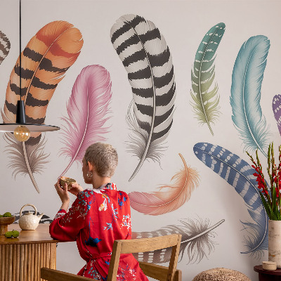Fotomurale per cameretta Piume pastello