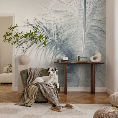 Carta da parati panoramica effetto 3D piuma delicata