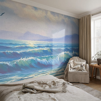 Carta da parati panoramica effetto 3D Onde del mare