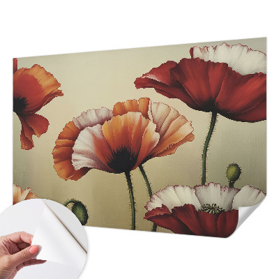 Carta da parati panoramica effetto 3D Papaveri gioiosi