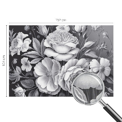 Carta da parati effetto profondità Fiori grigi