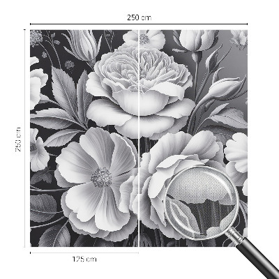 Carta da parati effetto profondità Fiori grigi