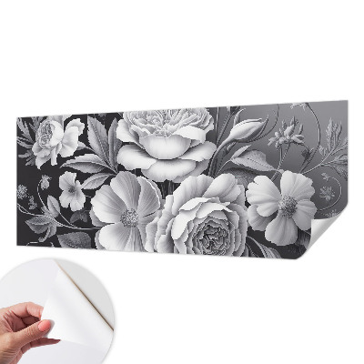 Carta da parati effetto profondità Fiori grigi