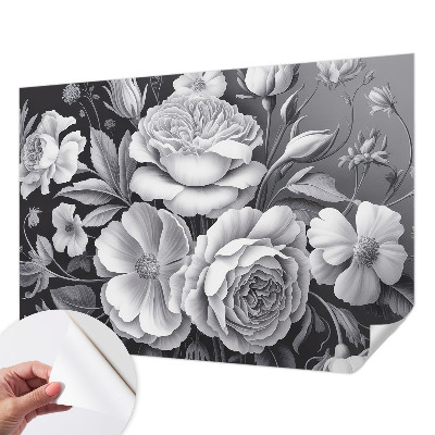 Carta da parati effetto profondità Fiori grigi