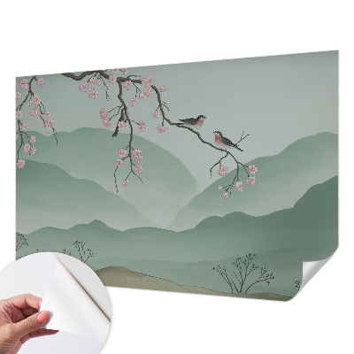 Carta da parati panoramica effetto 3D serenata giapponese