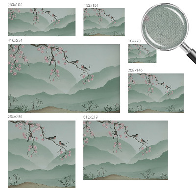 Carta da parati panoramica effetto 3D serenata giapponese