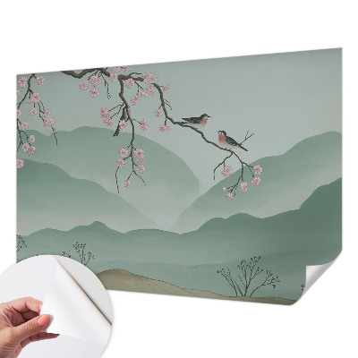 Carta da parati panoramica effetto 3D serenata giapponese