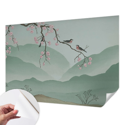 Carta da parati panoramica effetto 3D serenata giapponese