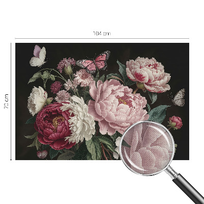 Carta da parati adesiva Peonie e farfalle