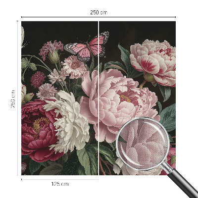 Carta da parati adesiva Peonie e farfalle