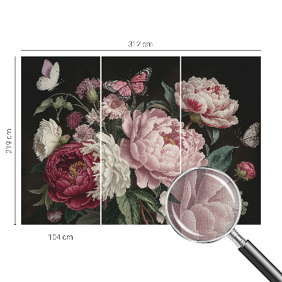 Carta da parati adesiva Peonie e farfalle