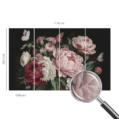 Carta da parati adesiva Peonie e farfalle