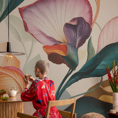 Carta da parati per cameretta Fiori colorati