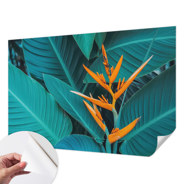 Carta da parati panoramica effetto 3D Fiori con foglie