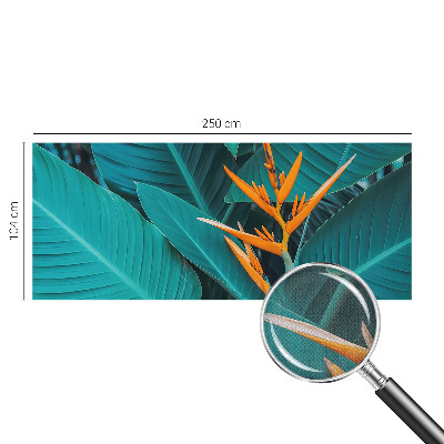 Carta da parati panoramica effetto 3D Fiori con foglie