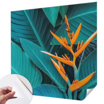 Carta da parati panoramica effetto 3D Fiori con foglie