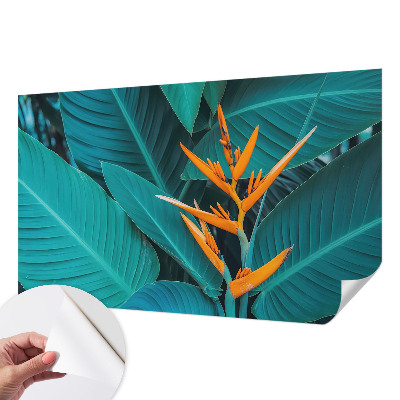 Carta da parati panoramica effetto 3D Fiori con foglie
