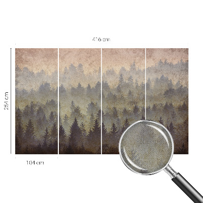 Carta da parati panoramica effetto 3D Nebbia forestale