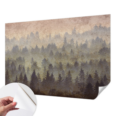 Carta da parati panoramica effetto 3D Nebbia forestale