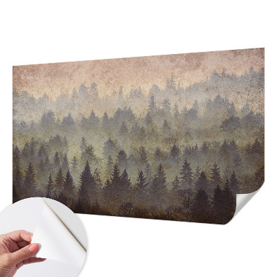 Carta da parati panoramica effetto 3D Nebbia forestale