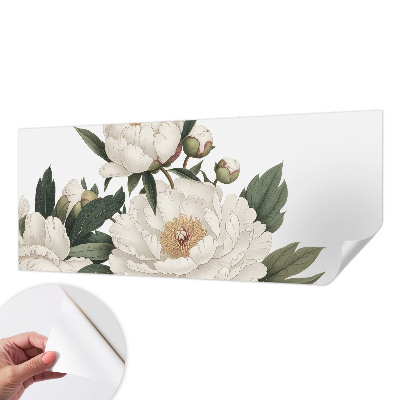 Carta da parati panoramica effetto 3D Peonie bianche