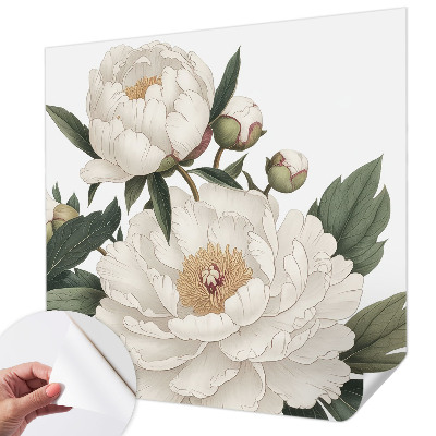 Carta da parati panoramica effetto 3D Peonie bianche
