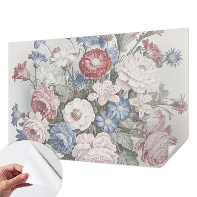 Carta da parati effetto profondità Bouquet colorato