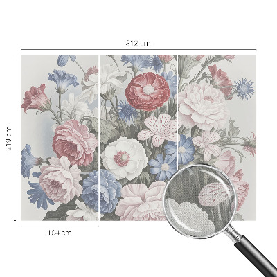 Carta da parati effetto profondità Bouquet colorato